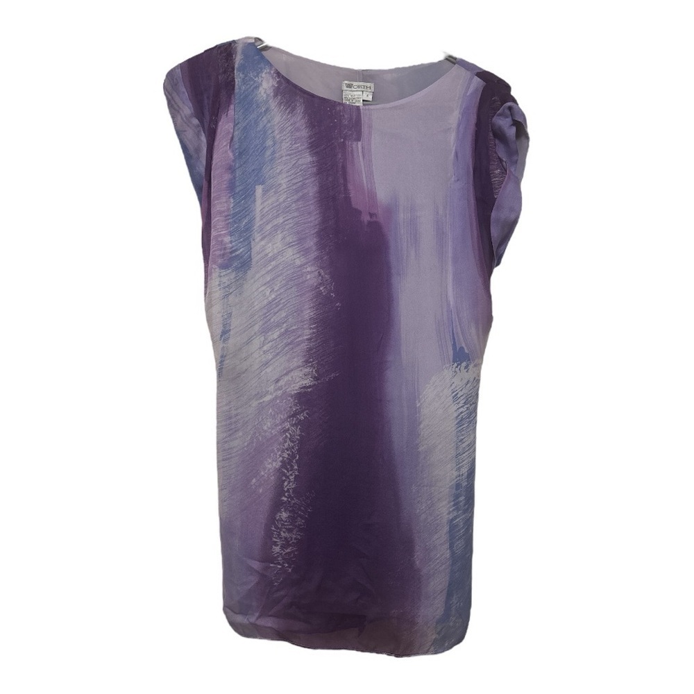 Worth Silk Elegant Purple Women's lightweight Top Size 4 Short Sleeve